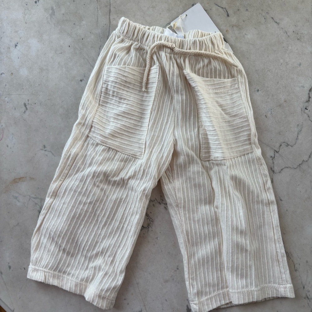 zara baby girl or boy linen look cream pant 12-18m